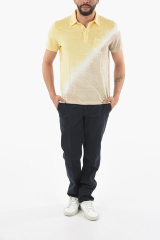 Tie-Dye Effect Flax SMITH Polo Shirt with Breast Pocket