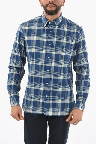 Plaid Checked Button-Down Shirt with Breast Pocket