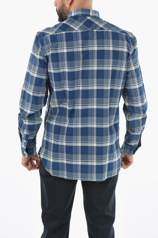 Plaid Checked Button-Down Shirt with Breast Pocket