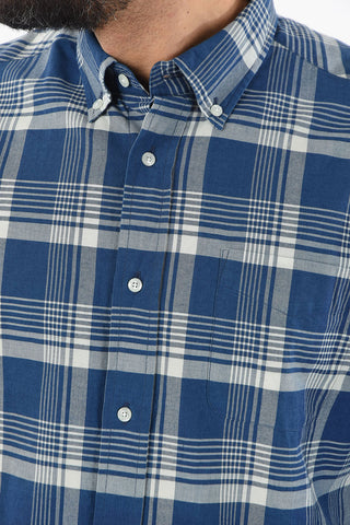 Plaid Checked Button-Down Shirt with Breast Pocket