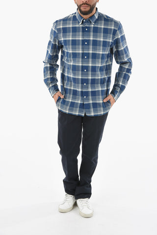 Plaid Checked Button-Down Shirt with Breast Pocket