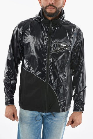 Hooded SHINY BLOCK Windbreaker