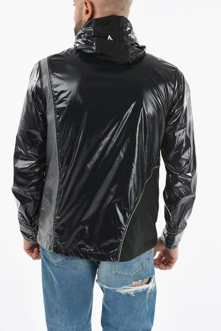 Hooded SHINY BLOCK Windbreaker