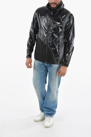 Hooded SHINY BLOCK Windbreaker