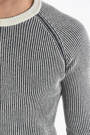 Awning Striped Two-Tone Reversible Crew-Neck Sweater