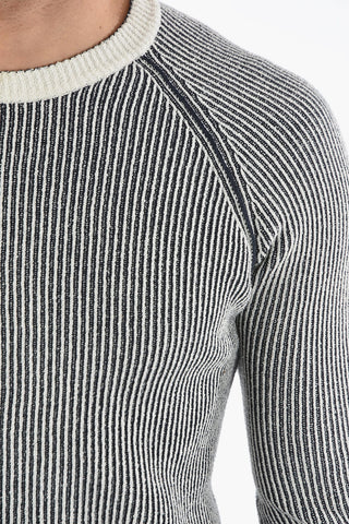 Awning Striped Two-Tone Reversible Crew-Neck Sweater