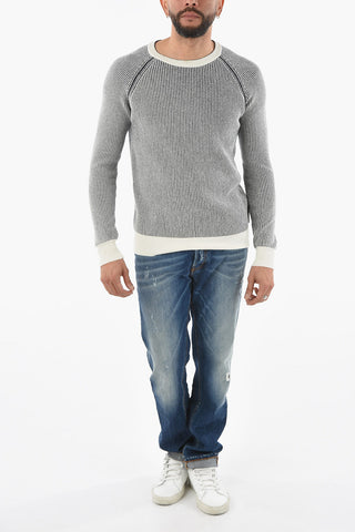 Awning Striped Two-Tone Reversible Crew-Neck Sweater