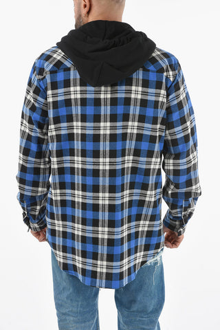 Overshirt MONOGRAM con Motivo Plaid Check e Cappuccio