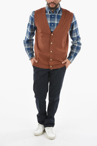 V-Neck Flax and Cotton Vest
