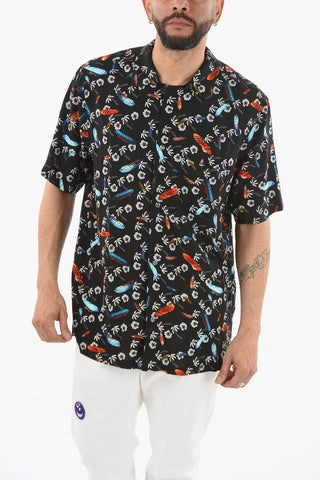 Short-sleeved ALL OVER HAWAII Snap Button Shirt