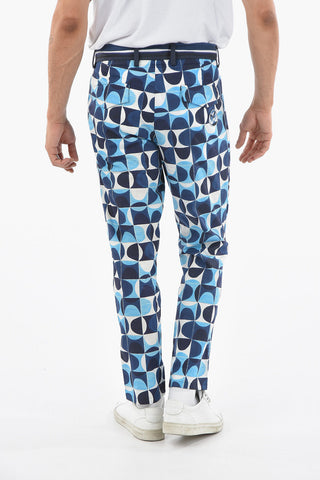 Pantaloni a Due Pinces in Cotone con Stampa Ceramica GIO PONTI