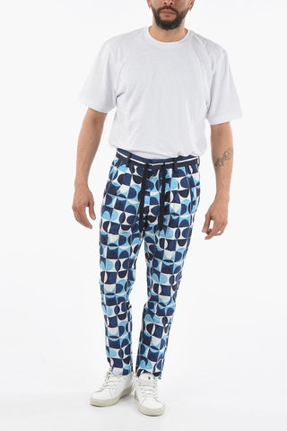 Pantaloni a Due Pinces in Cotone con Stampa Ceramica GIO PONTI