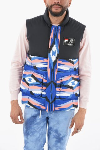 FUSION Geometric Patterned Sleeveless Down Jacket