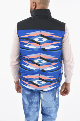 FUSION Geometric Patterned Sleeveless Down Jacket