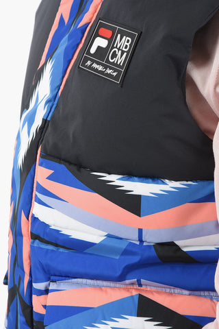 FUSION Geometric Patterned Sleeveless Down Jacket