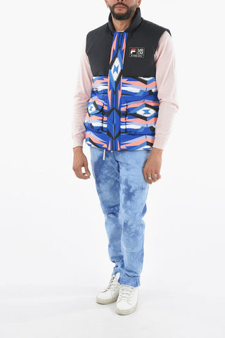 FUSION Geometric Patterned Sleeveless Down Jacket