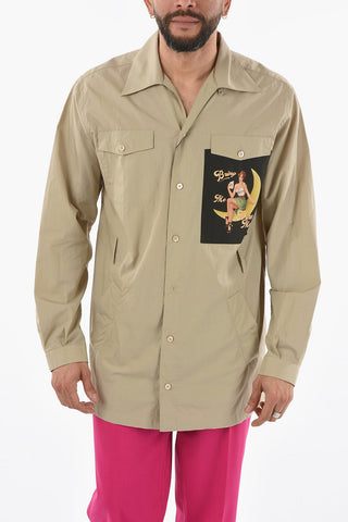 Cotton-poplin Printed Saharian Shirt with Belt Loops