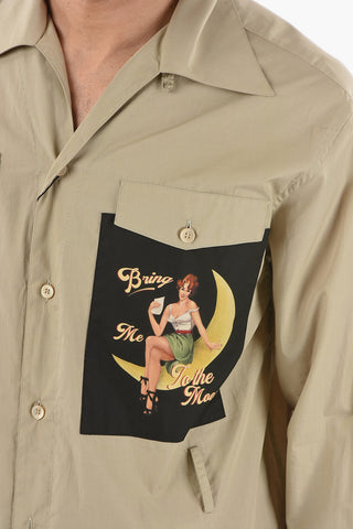 Cotton-poplin Printed Saharian Shirt with Belt Loops