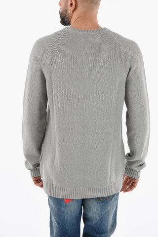 Solid Color Crew-neck Sweater with Breast Pocket