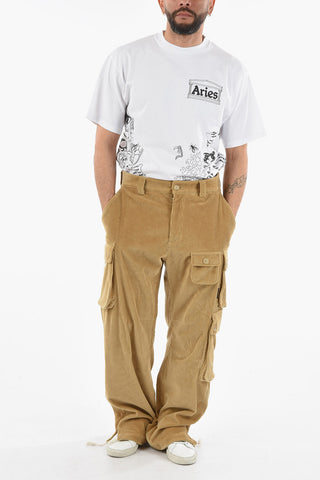Ankle Drawstring Corduroy Cargo Pants