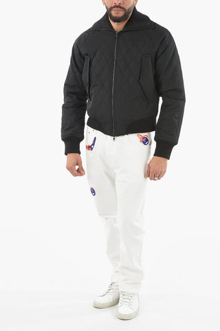 Quilted Bomber Jacket With Patch