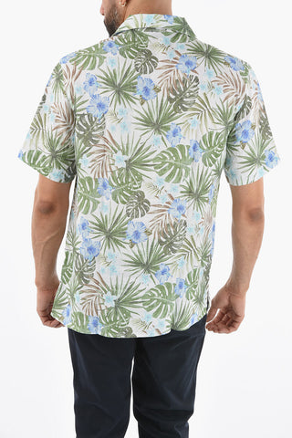 Floral Patterned Short Sleeve Flax BAKER Shirt