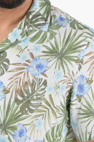 Floral Patterned Short Sleeve Flax BAKER Shirt
