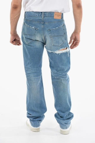 Straight Leg UNISEX Distressed Jeans 21cm