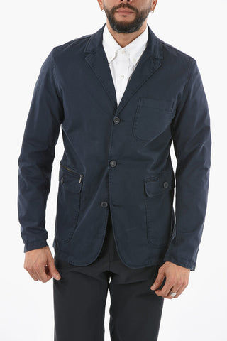 stretch cotton notch lapel 3-button blazer