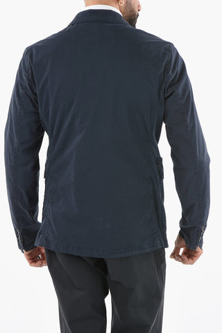 stretch cotton notch lapel 3-button blazer