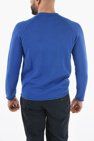 Solid Color Crew-neck Sweater with Raglan Sleeve