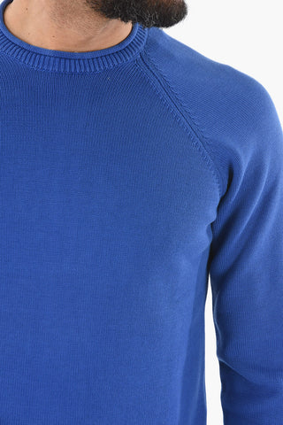Solid Color Crew-neck Sweater with Raglan Sleeve