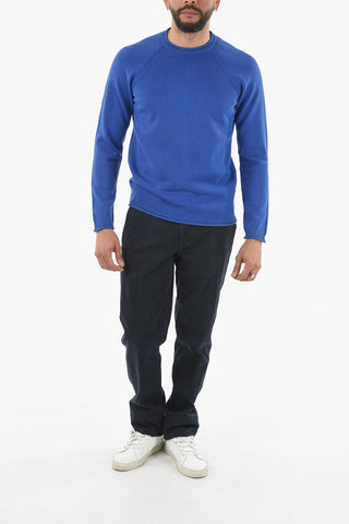 Solid Color Crew-neck Sweater with Raglan Sleeve