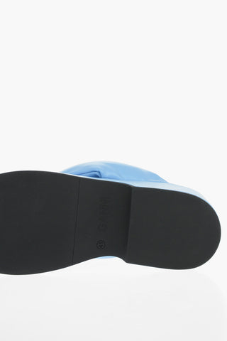 Calfskin Padded Thong Sandals with Embossed Logo