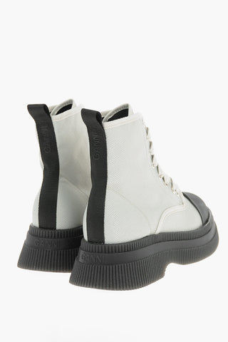 Fabric and Rubber Combat Boots with Embossed Logo