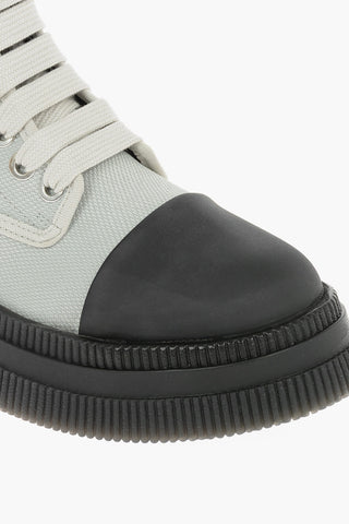 Fabric and Rubber Combat Boots with Embossed Logo