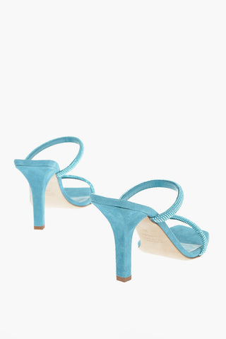 Suede HOLLY LINDA Stiletto Mules with Crystal Decoration 10cm
