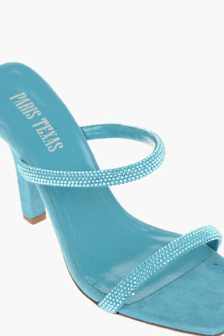 Suede HOLLY LINDA Stiletto Mules with Crystal Decoration 10cm