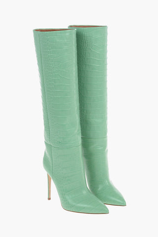 Croco Printed Leather Over-the-knee Boots 11,5cm