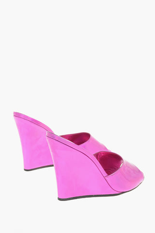 Mirror Effect Patent Leather WANDA Wedge Sandals 10cm