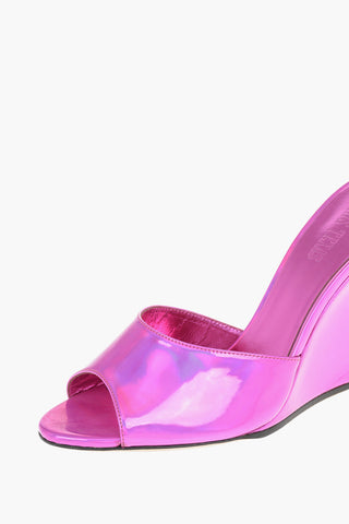 Mirror Effect Patent Leather WANDA Wedge Sandals 10cm