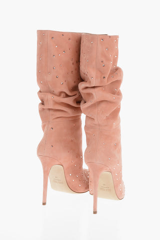 Stivali Sotto il Ginocchio HOLLY SLOUCHY in Suede con Decorazione Cristalli 11cm