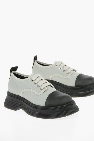 Scarpe Derby Allacciate in Tessuto e Gomma con Platform
