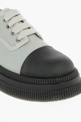 Scarpe Derby Allacciate in Tessuto e Gomma con Platform