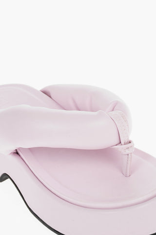 Calfskin Padded Thong Sandals with Embossed Logo
