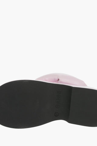 Calfskin Padded Thong Sandals with Embossed Logo