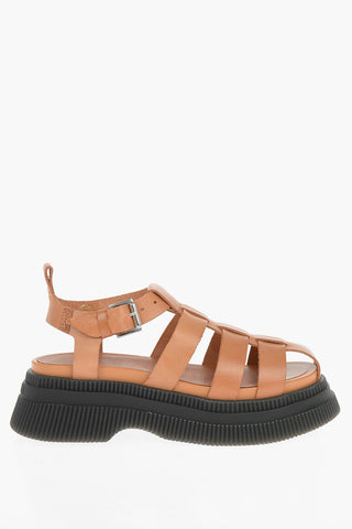 Calfskin Caged Sandals with Buckled-fastening