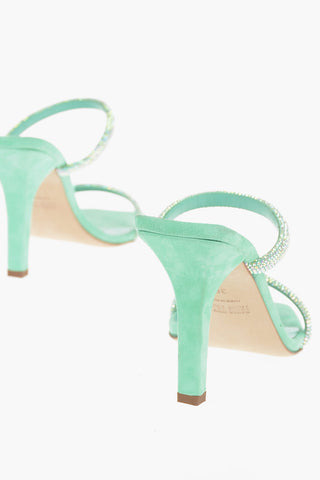 Suede HOLLY LINDA Stiletto Mules with Crystals Decoration 10cm