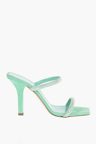 Suede HOLLY LINDA Stiletto Mules with Crystals Decoration 10cm