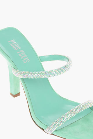 Suede HOLLY LINDA Stiletto Mules with Crystals Decoration 10cm